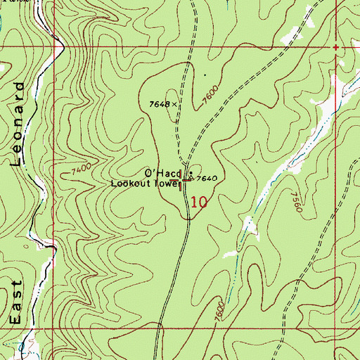 Topographic Map of O'Haco Lookout Tower, AZ