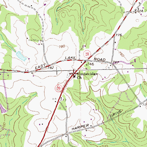 Topographic Map of Timberidge Church, GA