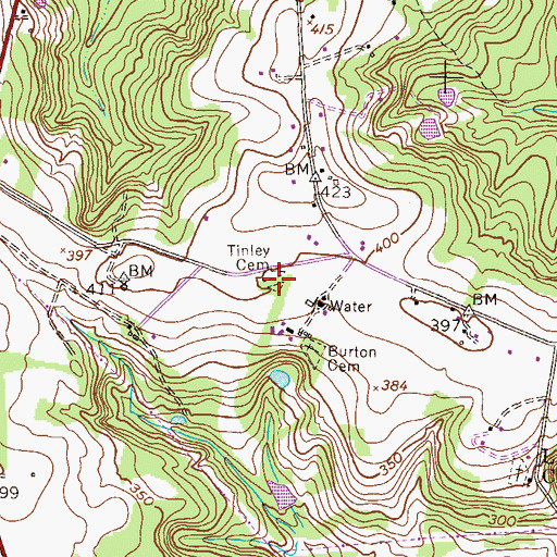 Topographic Map of Tinley Cemetery, GA