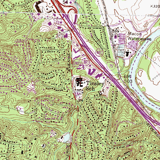 Topographic Map of Tinsley School, GA