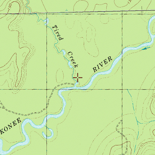 Topographic Map of Tired Creek, GA
