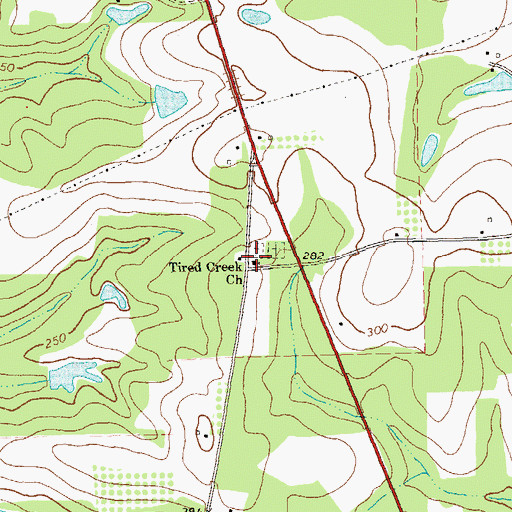 Topographic Map of Tired Creek Church, GA