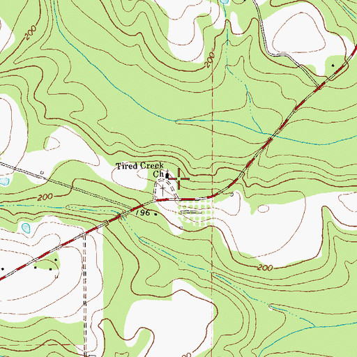 Topographic Map of Tired Creek Church, GA