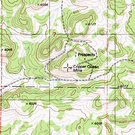 Topographic Map of Copper Queen Mine, AZ