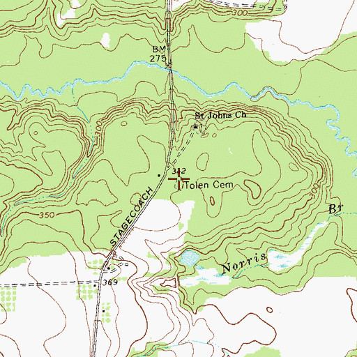Topographic Map of Tolen Cemetery, GA
