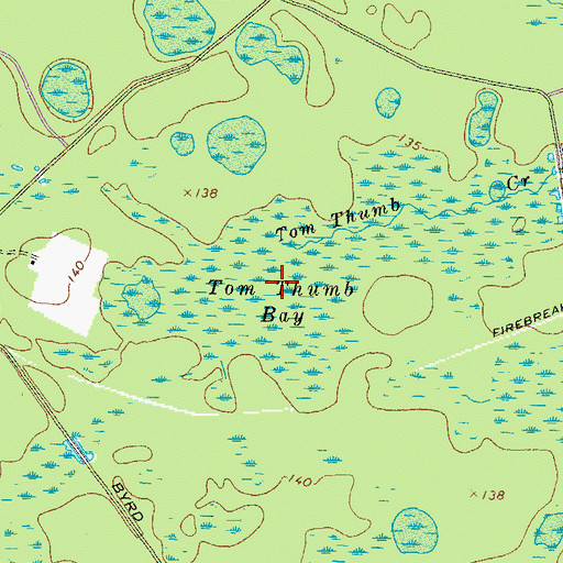 Topographic Map of Tom Thumb Bay, GA