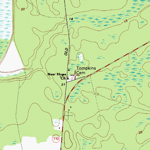 Topographic Map of Tompkins Cemetery, GA
