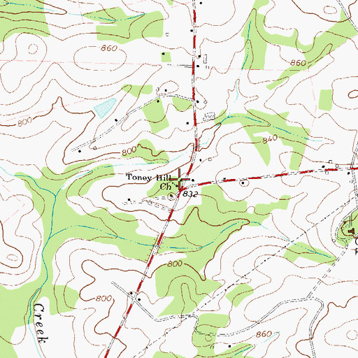 Topographic Map of Toney Hill Church, GA