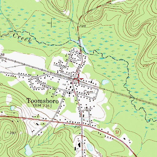 Topographic Map of Toomsboro, GA