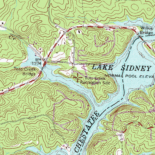 Topographic Map of Toto Creek Access Point, GA
