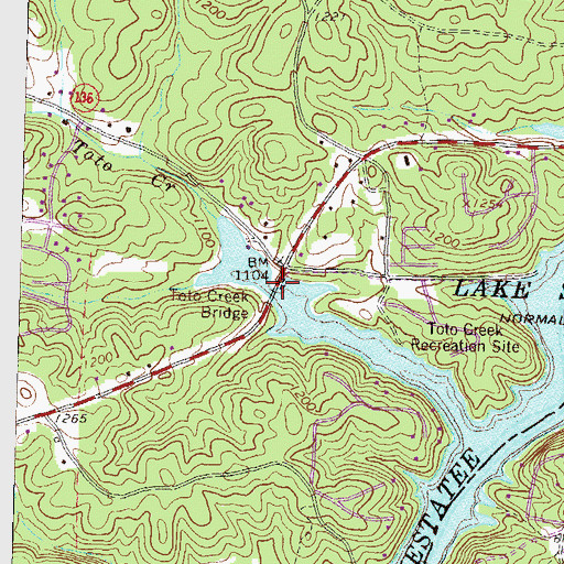 Topographic Map of Toto Creek Bridge, GA