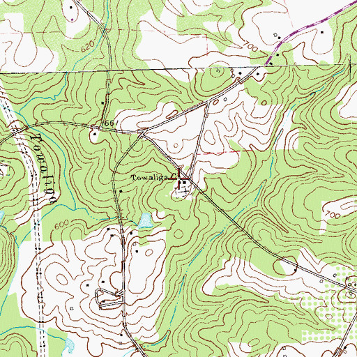 Topographic Map of Towaliga Church, GA