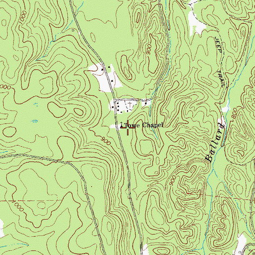 Topographic Map of Towe Chapel, GA