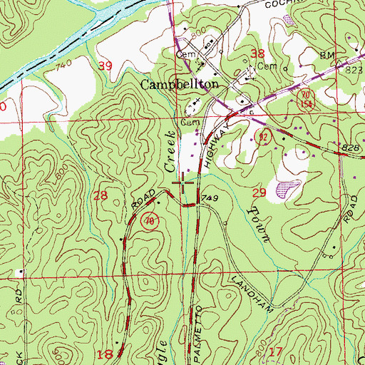 Topographic Map of Town Creek, GA