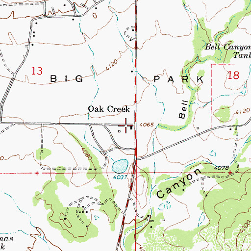 Topographic Map of Oak Creek, AZ