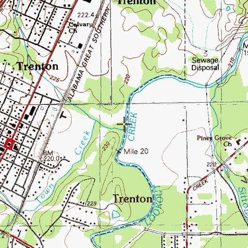 Topographic Map of Town Creek, GA