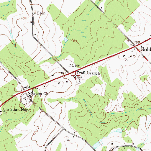 Topographic Map of Trail Branch Church, GA