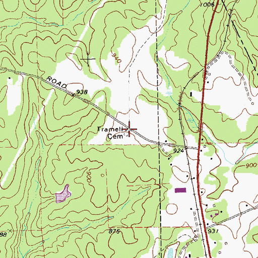 Topographic Map of Tramell Cemetery, GA