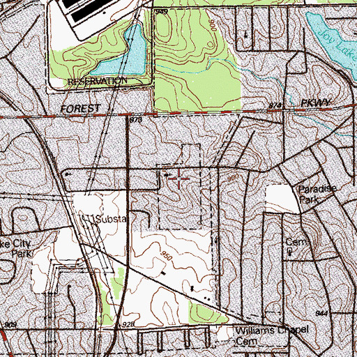 Topographic Map of Travis Church, GA