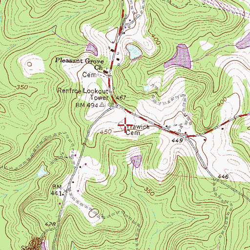 Topographic Map of Trawich Cemetery, GA