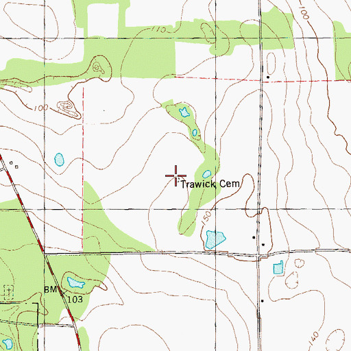 Topographic Map of Trawick Cemetery, GA