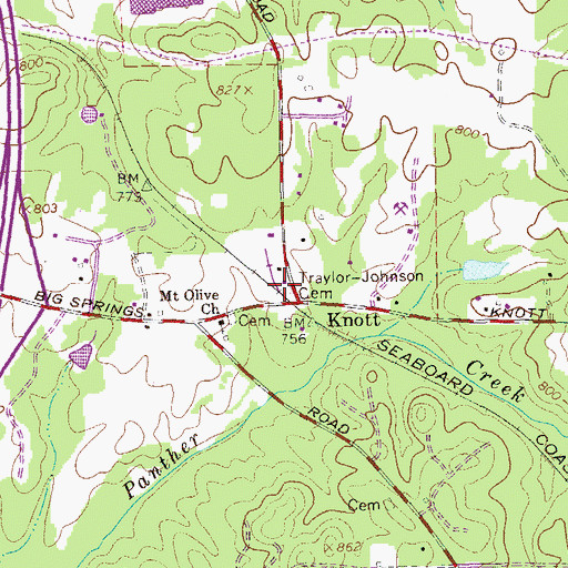 Topographic Map of Traylor Johnson Cemetery, GA