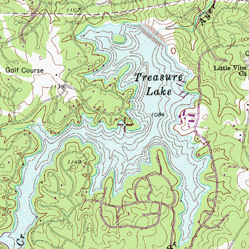 Topographic Map of Treasure Lake, GA