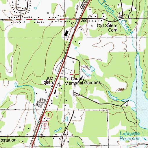 Topographic Map of Tri-County Memorial Gardens, GA