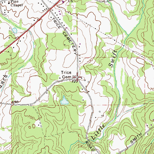 Topographic Map of Trice Cemetery, GA