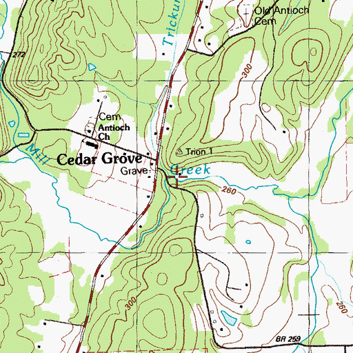 Topographic Map of Trickum Branch, GA