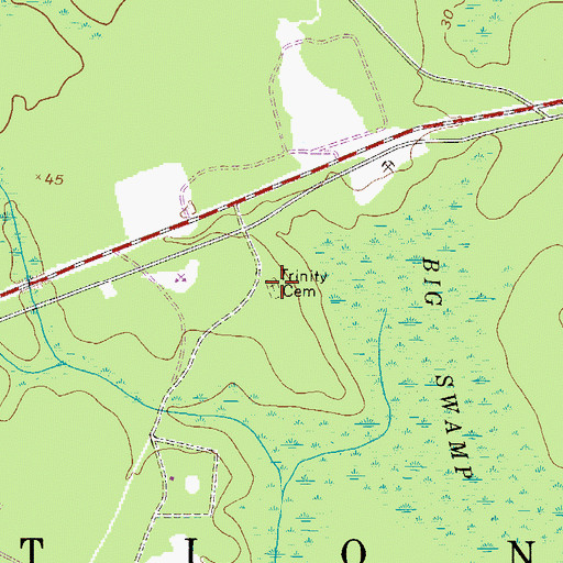 Topographic Map of Trinity Cemetery, GA