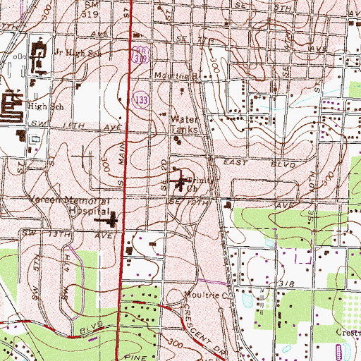 Topographic Map of Trinity Church, GA