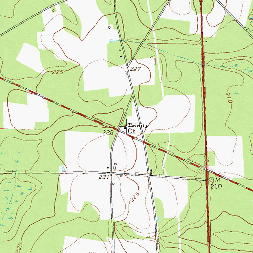 Topographic Map of Trinity Church, GA