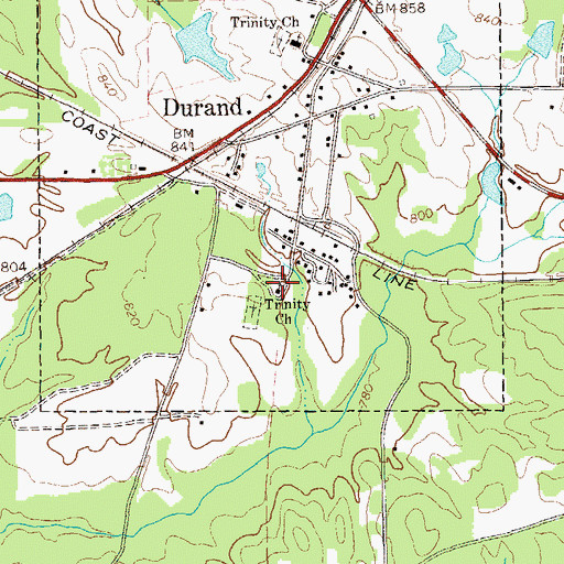 Topographic Map of Trinity Church, GA