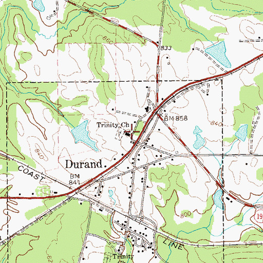 Topographic Map of Trinity Church, GA