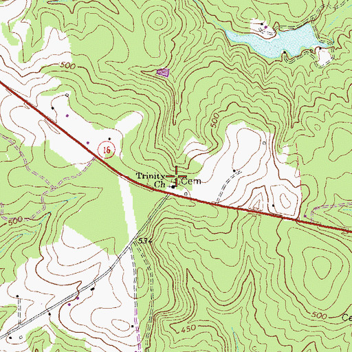 Topographic Map of Trinity Church, GA