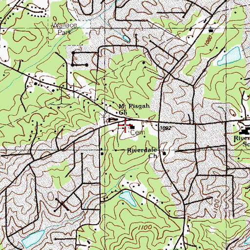 Topographic Map of Trinity Church, GA