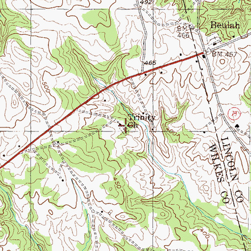 Topographic Map of Trinity Church, GA