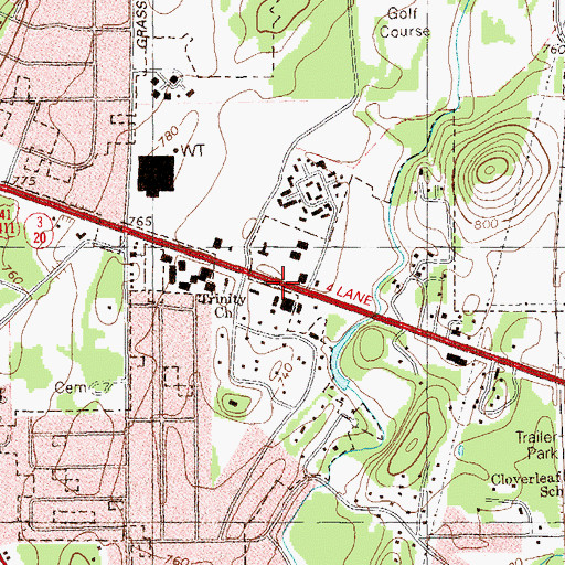 Topographic Map of Trinity Church, GA