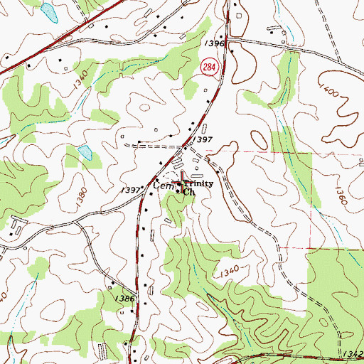 Topographic Map of Trinity Church, GA