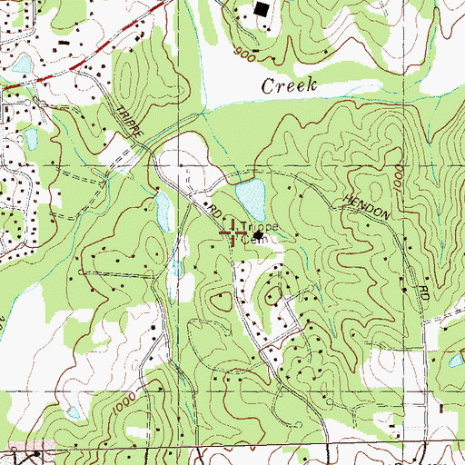 Topographic Map of Tripp Cemetery, GA