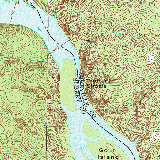 Topographic Map of Trotters Shoals, GA