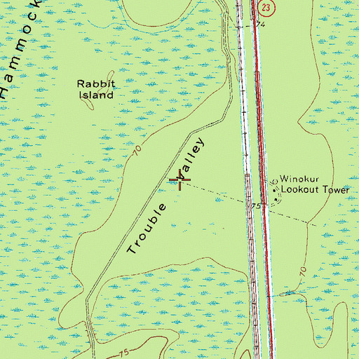 Topographic Map of Trouble Valley, GA