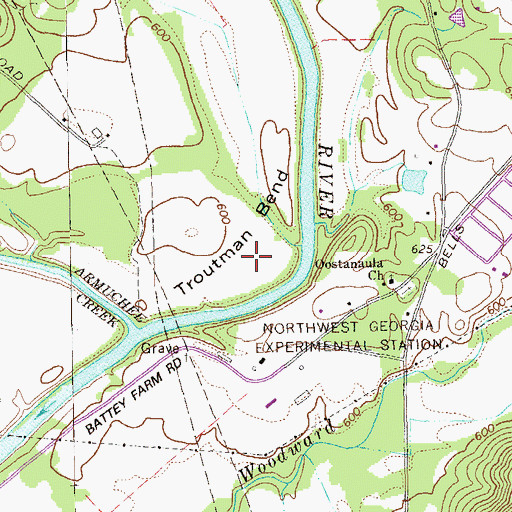 Topographic Map of Troutman Bend, GA