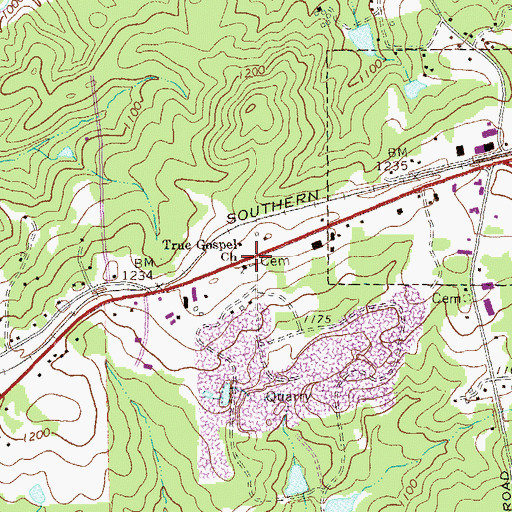 Topographic Map of True Gospel Church, GA