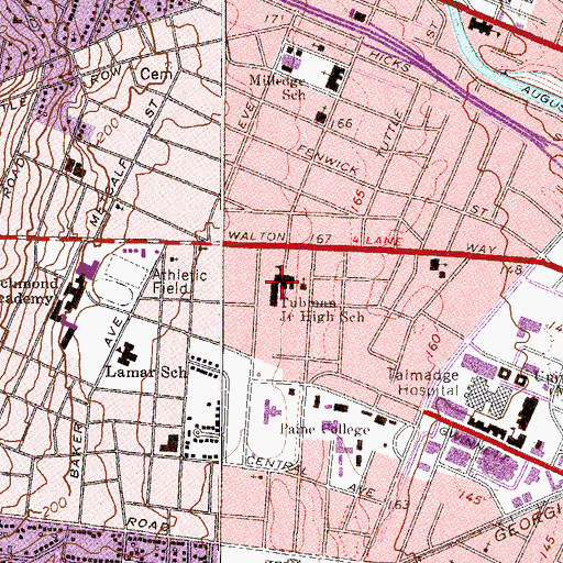 Topographic Map of Tubman Junior High School, GA