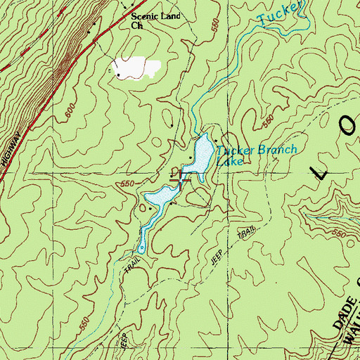 Topographic Map of Tucker Branch Lake, GA