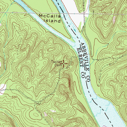 Topographic Map of Tucker Cemetery, GA