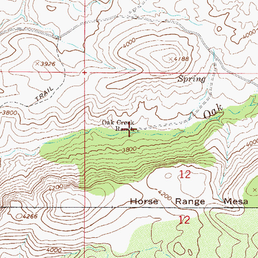 Topographic Map of Oak Creek Ranch, AZ