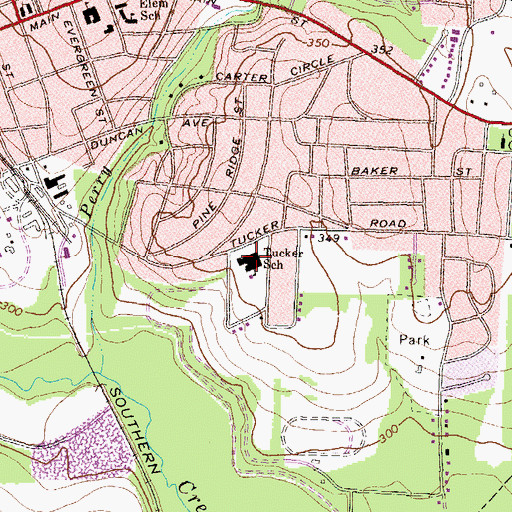 Topographic Map of Tucker School, GA